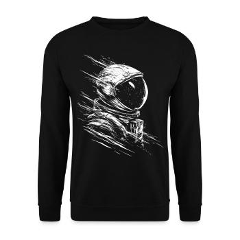 Astronaut Drawing Art Graphic Motif Astronaut - Unisex Sweatshirt - black - Front - Alina (178cm) & Michal (187cm)