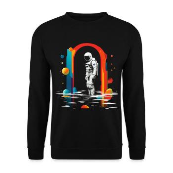 Astronaut Colorful Artwork Geometric Motif Branch - Unisex Sweatshirt - black - Front - Alina (178cm) & Michal (187cm)