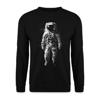 Astronaut Drawing Art Illustration Motif Astro - Unisex Sweatshirt - black - Front - Alina (178cm) & Michal (187cm)