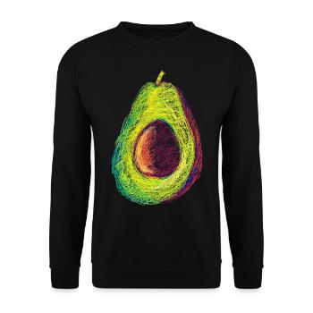 Avocado Zeichnung Kunst Buntes Grafikmotiv Avocado - Unisex Pullover - Schwarz - Vorne - Alina (178cm) & Michal (187cm)
