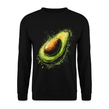 Avocado Malerei Kunstwerk Grafik Motiv Avocado - Unisex Pullover - Schwarz - Vorne - Alina (178cm) & Michal (187cm)