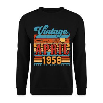 Avril 1958, Cadeau Anniversaire Vintage avril 1958 - Sweat-shirt Unisexe - noir - Devant - Alina (178cm) & Michal (187cm)