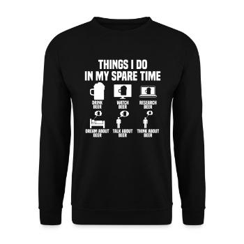 Things I do in my spare time: Beer - Unisex Sweatshirt - black - Front - Alina (178cm) & Michal (187cm)