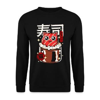 Japon - chat sushi mignon - Sweat-shirt Unisexe - noir - Devant - Alina (178cm) & Michal (187cm)