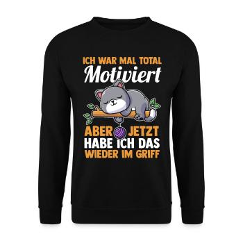 I used to be totally motivated cats - Unisex Sweatshirt - black - Front - Alina (178cm) & Michal (187cm)