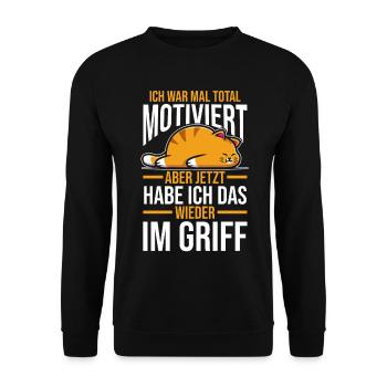 Cat I used to be totally motivated - Unisex Sweatshirt - black - Front - Alina (178cm) & Michal (187cm)
