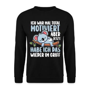 I used to be totally motivated Koala - Unisex Sweatshirt - black - Front - Alina (178cm) & Michal (187cm)
