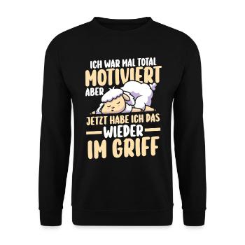 I used to be totally motivated sheep - Unisex Sweatshirt - black - Front - Alina (178cm) & Michal (187cm)