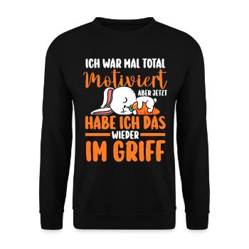 I used to be totally motivated bunny - Unisex Sweatshirt - black - Front - Alina (178cm) & Michal (187cm)