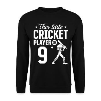 Cricket Player is 9 Years - 9th Birthday Cricket P - Unisex Pullover - Schwarz - Vorne - Alina (178cm) & Michal (187cm)