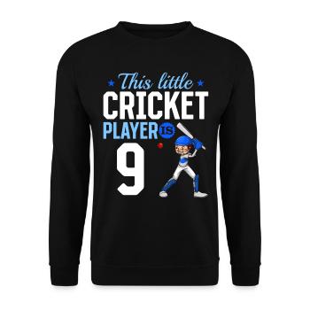 9th Birthday Cricket Player Baby Cricket Player - Unisex Pullover - Schwarz - Vorne - Alina (178cm) & Michal (187cm)