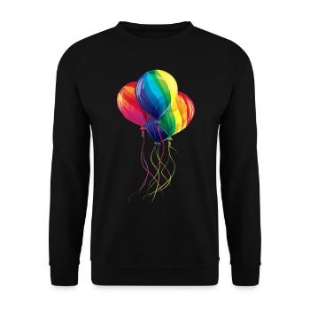 Balloons Colorful Art Polygon Graphic Motif Air Balloons - Unisex Sweatshirt - black - Front - Alina (178cm) & Michal (187cm)