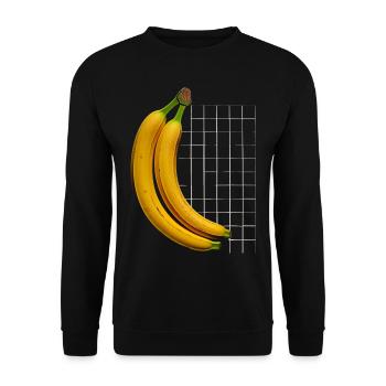 Banane Kunst Geometrisches Grafikmotiv Banane - Unisex Pullover - Schwarz - Vorne - Alina (178cm) & Michal (187cm)