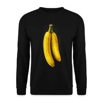 Banana Painting Art Fruit Graphic Motif Banana - Unisex Sweatshirt - black - Front - Alina (178cm) & Michal (187cm)