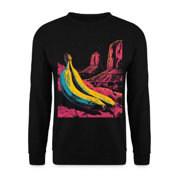 Banana, Nature, Art, Fruit, Graphic, Motif, Banana - Unisex Sweatshirt - black - Front - Alina (178cm) & Michal (187cm)