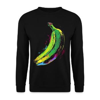 Banana Painting Art Fruit Graphic Motif Banana - Unisex Sweatshirt - black - Front - Alina (178cm) & Michal (187cm)