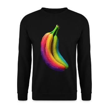 Banana Pixel Artwork Fruit Colorful Graphic Banana - Unisex Sweatshirt - black - Front - Alina (178cm) & Michal (187cm)