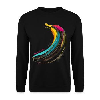 Banana Colorful Fruit Art Illustration Graphic Banana - Unisex Sweatshirt - black - Front - Alina (178cm) & Michal (187cm)