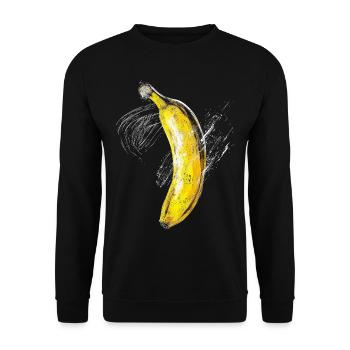 Banana Painting Art Fruit Graphic Motif Banana - Unisex Sweatshirt - black - Front - Alina (178cm) & Michal (187cm)
