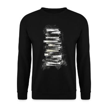Buch Zeichnung Kunst Illustration Grafik Kunstwerk - Unisex Pullover - Schwarz - Vorne - Alina (178cm) & Michal (187cm)