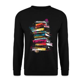 Buch Malerei Kunst Illustration Grafik Kunstwerk B - Unisex Pullover - Schwarz - Vorne - Alina (178cm) & Michal (187cm)