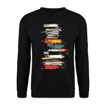 Buch Bunte Malerei Kunst Grafikmotiv Buch - Unisex Pullover - Schwarz - Vorne - Alina (178cm) & Michal (187cm)