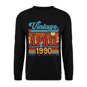 Avril 1990, Cadeau Anniversaire Vintage avril 1990 - Sweat-shirt Unisexe - noir - Devant - Alina (178cm) & Michal (187cm)