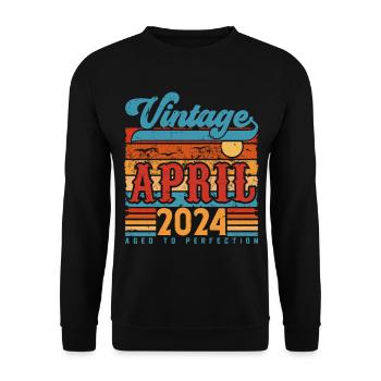 April 2024, April 2024 Vintage Birthday Gift - Unisex Sweatshirt - black - Front - Alina (178cm) & Michal (187cm)