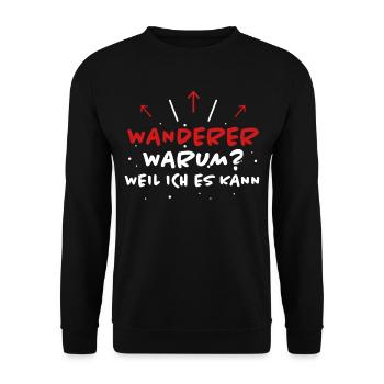 Wanderer Spruch Wandern Lustiges Wanderer Geschenk - Unisex Pullover - Schwarz - Vorne - Alina (178cm) & Michal (187cm)