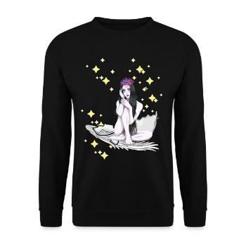 Fantasy Elf Fairy Tarum Playful Nostalgic Retro - Unisex Sweatshirt - black - Front - Alina (178cm) & Michal (187cm)