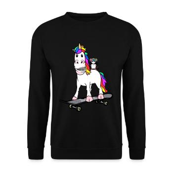 Birthday Gift Unicorn Mouse Skater Friends - Unisex Sweatshirt - black - Front - Alina (178cm) & Michal (187cm)
