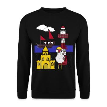 Artisan Chicken Sandcastle Construction Site Beach - Unisex Sweatshirt - black - Front - Alina (178cm) & Michal (187cm)