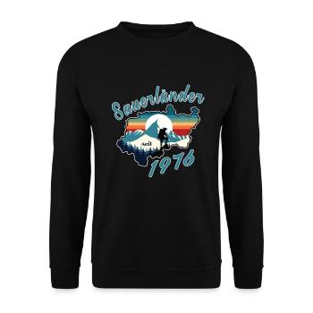 1976 Birthday Sauerländer Original Retro Sunset - Unisex Sweatshirt - black - Front - Alina (178cm) & Michal (187cm)
