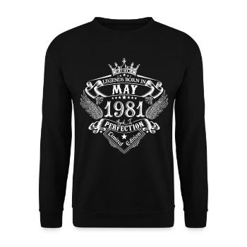 Mai 1981 Geburtstag Mai 1981 Mai Geschenk - Unisex Pullover - Schwarz - Vorne - Alina (178cm) & Michal (187cm)