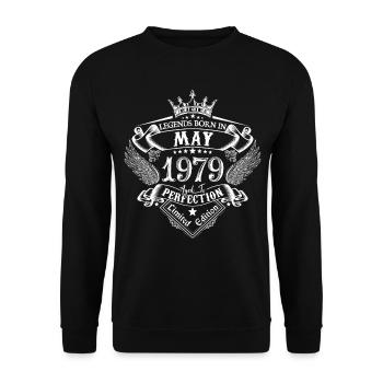 Mai 1979 Geburtstag Mai 1979 Mai Geschenk - Unisex Pullover - Schwarz - Vorne - Alina (178cm) & Michal (187cm)