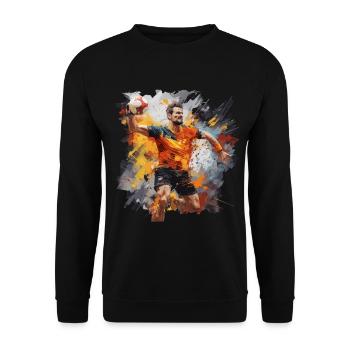 Handball. Joueur. Aquarelle. - Sweat-shirt Unisexe - noir - Devant - Alina (178cm) & Michal (187cm)