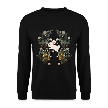 Rabbit, Rabbit, Rodent, Spring, Flowers, Nature - Unisex Sweatshirt - black - Front - Alina (178cm) & Michal (187cm)