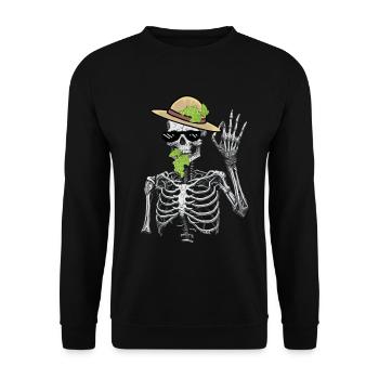 Squelette Jardinier Raisins Jardinage Mime Hobby Jardinier - Sweat-shirt Unisexe - noir - Devant - Alina (178cm) & Michal (187cm)