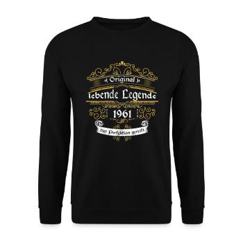 1961 Geburtstag lebende Legende zur perfektion - Unisex Pullover - Schwarz - Vorne - Alina (178cm) & Michal (187cm)