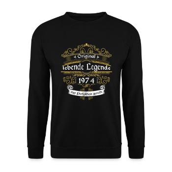 1974 Geburtstag lebende Legende zur perfektion - Unisex Pullover - Schwarz - Vorne - Alina (178cm) & Michal (187cm)