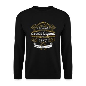 1977 Geburtstag lebende Legende zur perfektion - Unisex Pullover - Schwarz - Vorne - Alina (178cm) & Michal (187cm)