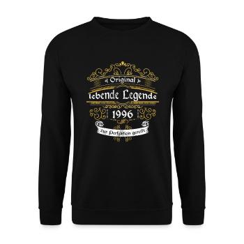 1996 Geburtstag lebende Legende zur perfektion - Unisex Pullover - Schwarz - Vorne - Alina (178cm) & Michal (187cm)