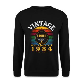 Vintage - Retro Year 1984 Sunset - Unisex Sweatshirt - black - Front - Alina (178cm) & Michal (187cm)
