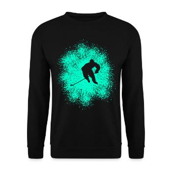 Eishockey – Spieler auf dem Eis - Unisex Pullover - Schwarz - Vorne - Alina (178cm) & Michal (187cm)