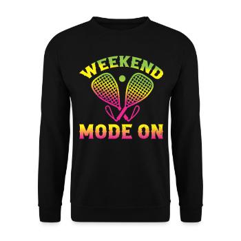 Racquetball Weekend Mode On - Playing Racquetball - Unisex Pullover - Schwarz - Vorne - Alina (178cm) & Michal (187cm)