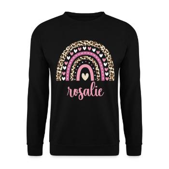 Rosalie Regenbogen Name Geburtstag Rosalie - Unisex Pullover - Schwarz - Vorne - Alina (178cm) & Michal (187cm)