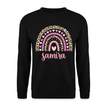 Samira Regenbogen Name Geburtstag Samira - Unisex Pullover - Schwarz - Vorne - Alina (178cm) & Michal (187cm)