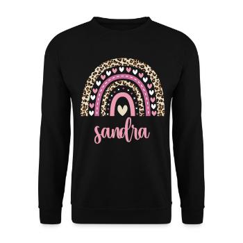 Sandra Regenbogen Name Geburtstag Sandra - Unisex Pullover - Schwarz - Vorne - Alina (178cm) & Michal (187cm)
