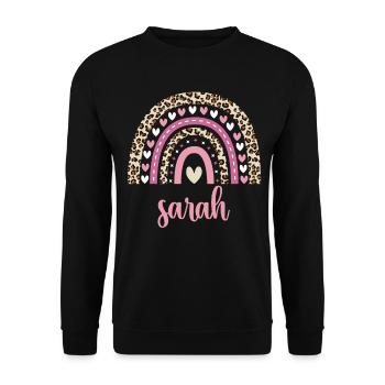 Sarah Regenbogen Name Geburtstag Sarah - Unisex Pullover - Schwarz - Vorne - Alina (178cm) & Michal (187cm)