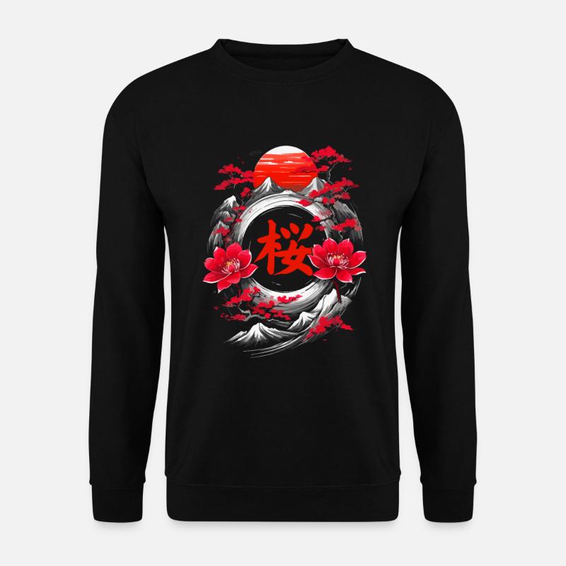 Kirschblüte Japan Berge - Unisex Pullover - Schwarz
